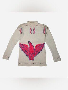 vintage 1950s hand-knit pure wool pullover sweater from Portugal.‎ Size XXS